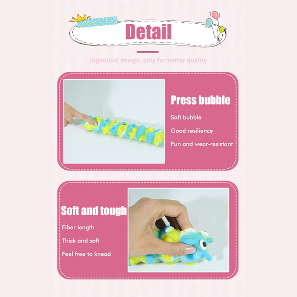 Caterpillar Push Bubble Suction Cup Legetøj Silikone Sensoriske Legetøj Stress Relief Legetøj Rejse Legetøj til Børn Voksne