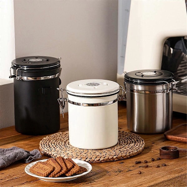 Kaffeburk Lufttät Bönbehållare Förvaringslåda 1,8L Svart