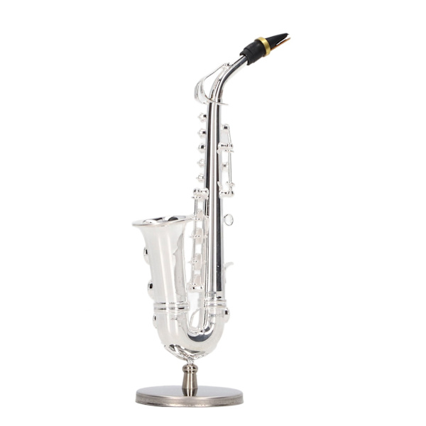 Alto Saksofon Ornament Mini Saks Dekorasjon Musikk Instrument Modell Gave med Boks Base 14cm