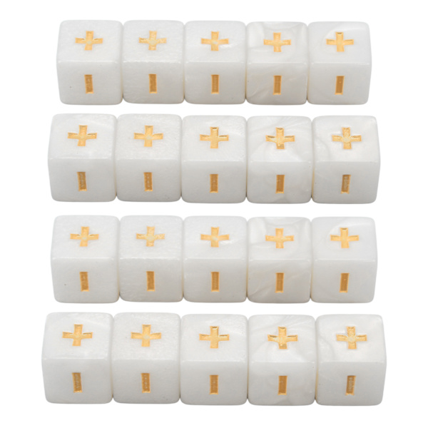 20-pack tärningar med plus- och minustecken, 16 mm, matematiska operationer, tärningssats för spädbarnsutbildning, vit
