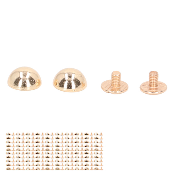 8 mm 100 sett lærnaglersett rund soppform Elektroplettering dekorative nagler Rørformede metallnagler for DIY Craft Gold