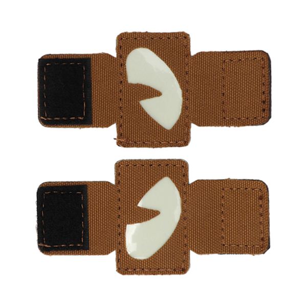 2 stk. katteøyepatch reflekterende borrelåsdesign lerret lysende katteøyepatch for hatter uniform ryggsekk utendørsaktiviteter nattturer khaki