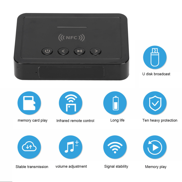 Bluetooth 5.0 lähetinvastaanotin 3 in 1 Bluetooth sovitin PC-televisiolle Tablet-kaiutin Kotiauton äänijärjestelmä