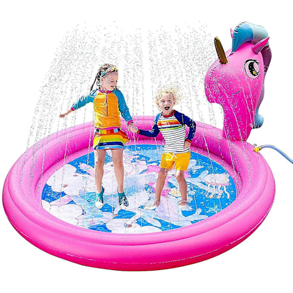 Splash Pad -leikkimatto, lapsuuden uima-allas, suuri 70 tuuman Splash Pad -leikkimatto lapsille, kesän ulkolelut, puhallettavat vesilelut (Yksisarvinen Merenneito)