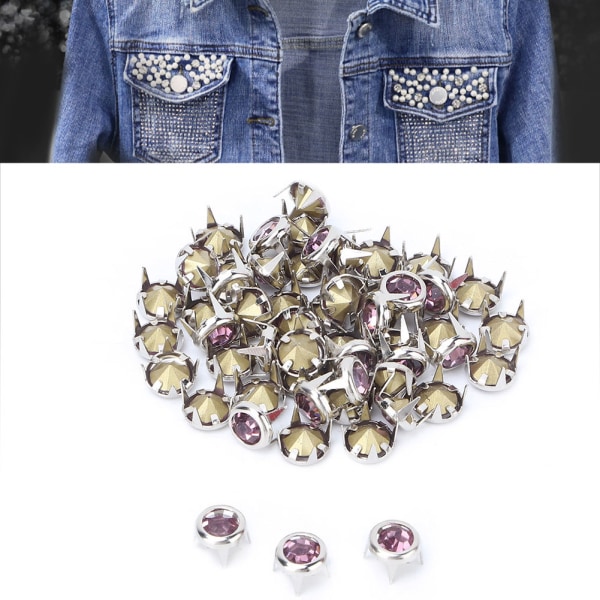 50 STK 7 mm DIY Sølv Rund Klo A Grade Krystal Rhinestones til håndværk og dekoration (pink)