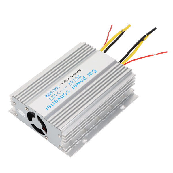 Bilstrøminverter 30A/360W Aluminiumlegeringsskal DC24V til 12V Flere beskyttelser Bilinverter for kjøretøy LCD-system