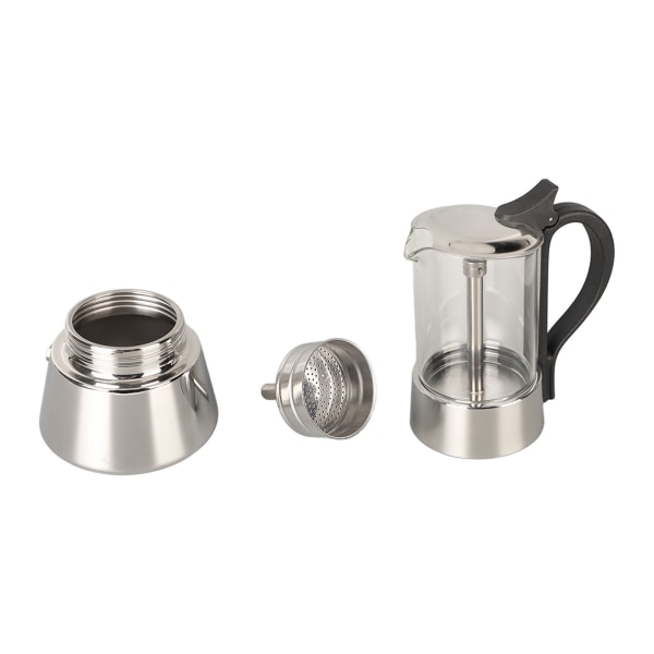 Moka Pot Krystal Glas Top Rustfrit Stål Komfur Moka Pot Klassisk Italiensk Kaffemaskine til 4 Kopper