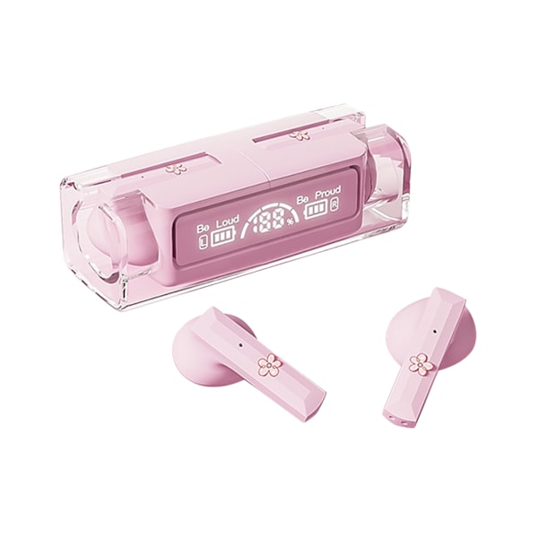 Bluetooth-øretelefoner med tegneserie-design, støjreduktion, trådløse Bluetooth-øretelefoner til IOS og Android, pink
