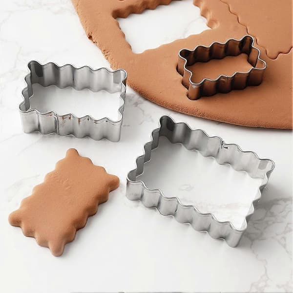 3 Pcs Stainless Steel Square Cookie Cutters, Rectangular Biscuit Molds Gray