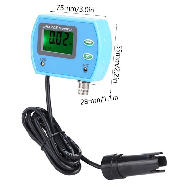 PH-9851 LCD-vattenkvalitetsanalysator PH/TDS-monitor testinstrument EU-kontakt 230-240V