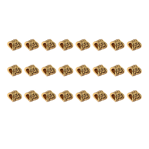 24 STK Hårperler Metal Antik Guld Antik Stort Hul Hårfletning Armbånd Vedhæng 10 X 9 mm