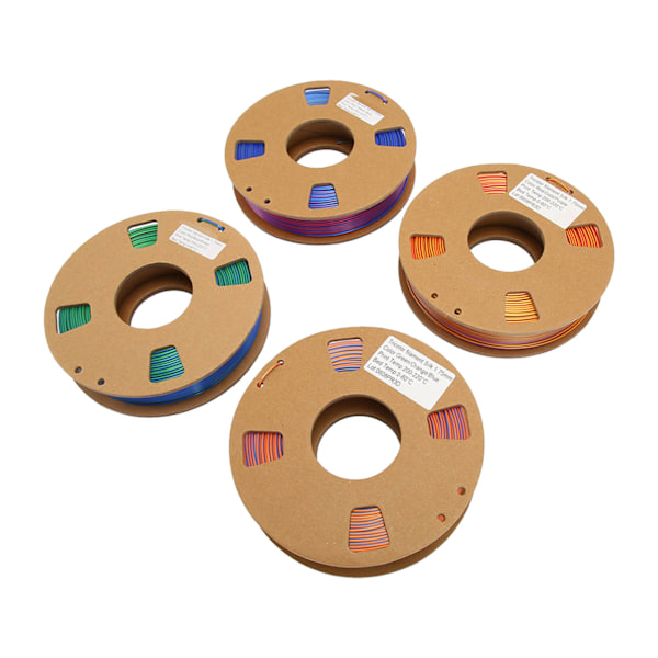 4 stk 3D-skriverfilament i tre farger, 1,75 mm, 250 g nettovekt, 200 til 220 grader Celsius PLA-filament for påfylling og erstatning