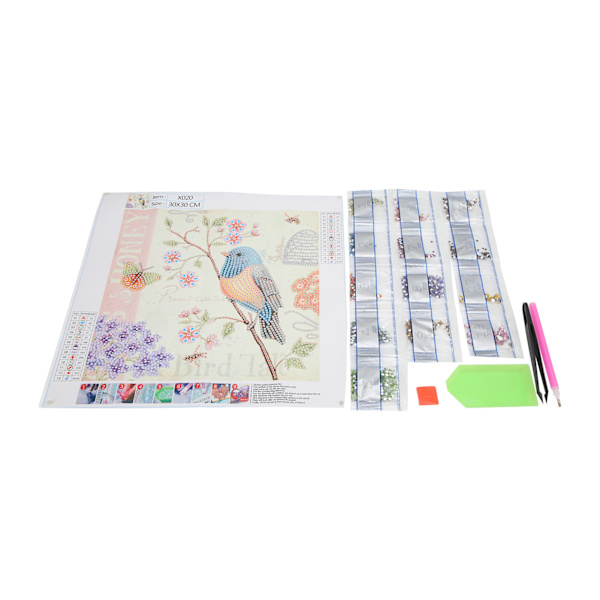 Rhinestone Painting Kit Fågelmönster Blankt Utsökt DIY Hemväggsdekoration 5D Målningskonst 30x30cm