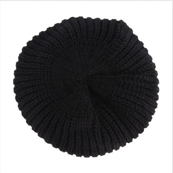 Strikket Slouchy Lue for Menn Skull Baggy Varm Vinter Oversize Skateboardlue Black