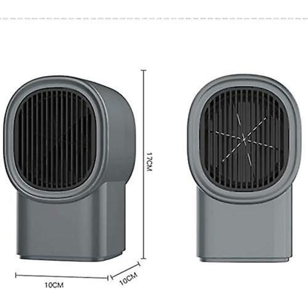 Kannettava mini sähköinen keraaminen lämmitin 45° värähtely- ja ylikuumenemissuojalla, 3 tilaa (valkoinen)