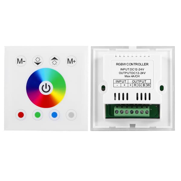 Vægmonteret farverig RGBW LED Touch Panel Controller Lysdæmperkontakt til LED Strip Lys Hvid