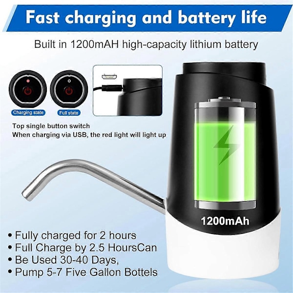 5-gallon vannpumpe, elektrisk USB-ladepumpe