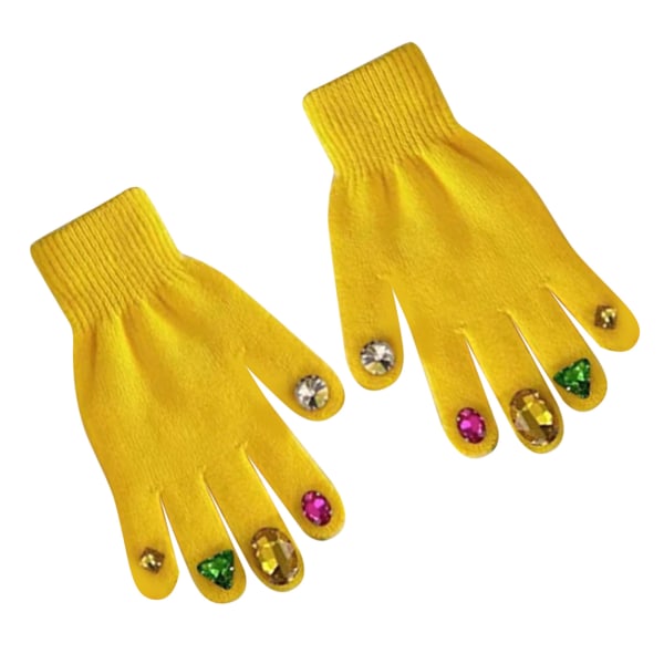 Rhinestone Negle Handsker DIY Professional Hold Varm Fortykning Fuld Finger Bløde Negle Rhinestone Handsker til Manicure Gul