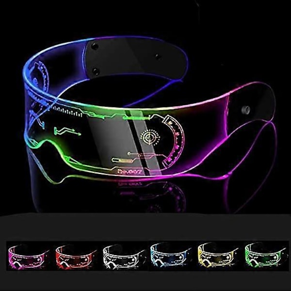 LED-valolasit, 7 väriä, LED-lasit, Cyberpunk Neon -lasit, LED-juhlalasit diskoon, konsertteihin, baareihin, yöelämään ja cosplayhin