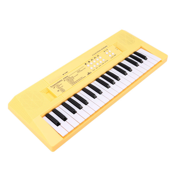Elektroniskt piano keyboard barn 37 tangenter keyboard piano pedagogiskt instrument leksak med mikrofon gul