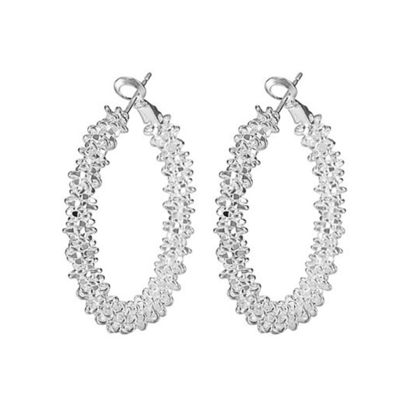 Kvinnor Big Hoop Örhängen Large Loop Circle Legering Smycken Örhängen (silver)
