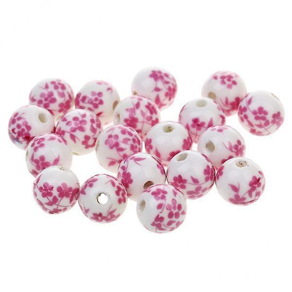 2 x 20 stk. Blomst Keramisk Porcelæn Løse Spacer Perler Charms Smykkefund Rose--