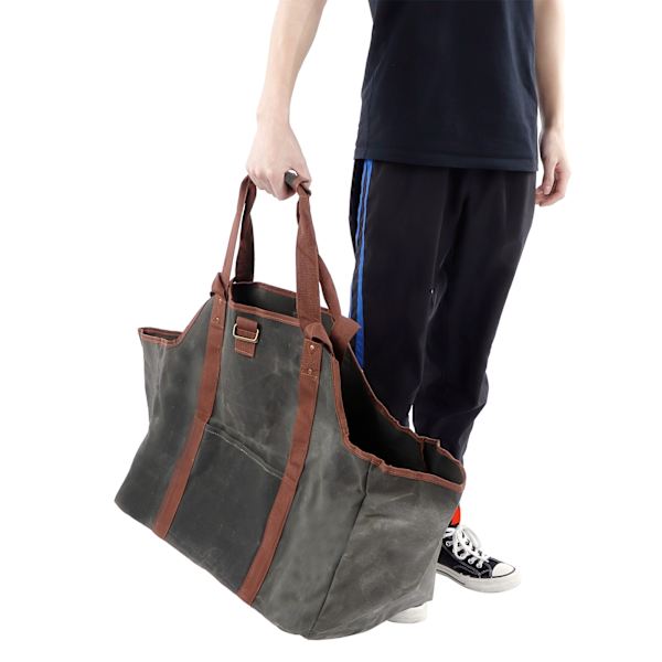 Vanntett vokset lerret vedbærer tote bag peisvedholder vedbæreveske for utendørs