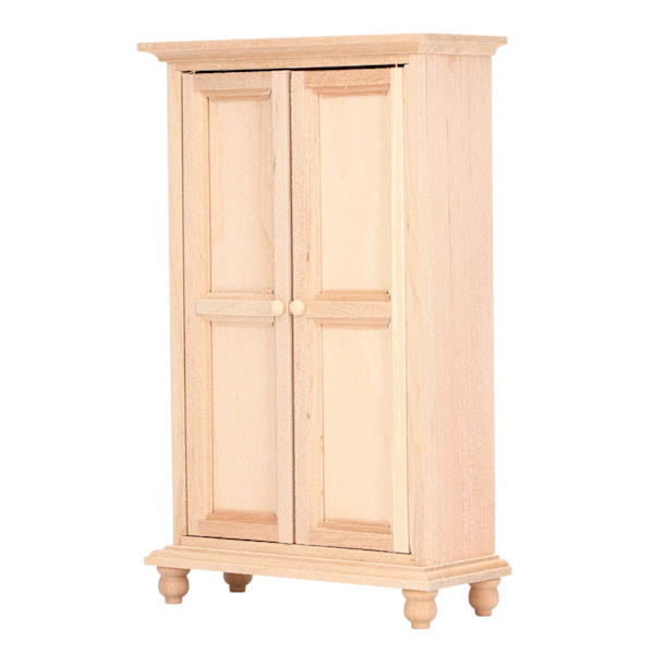 1:12 Dukkehus Garderobe Træ Miniature Soveværelse Stue Scene Dobbelt Dør Skab Møbler Tilbehør