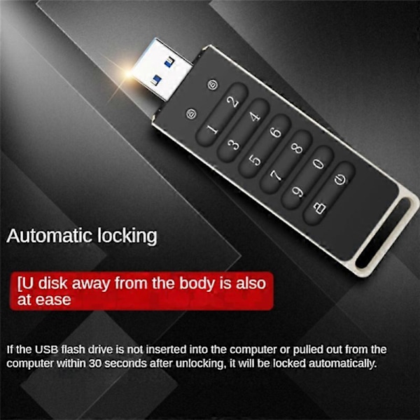 32GB Krypterad USB-minne Hårdvarulösenord Minnessticka Svart
