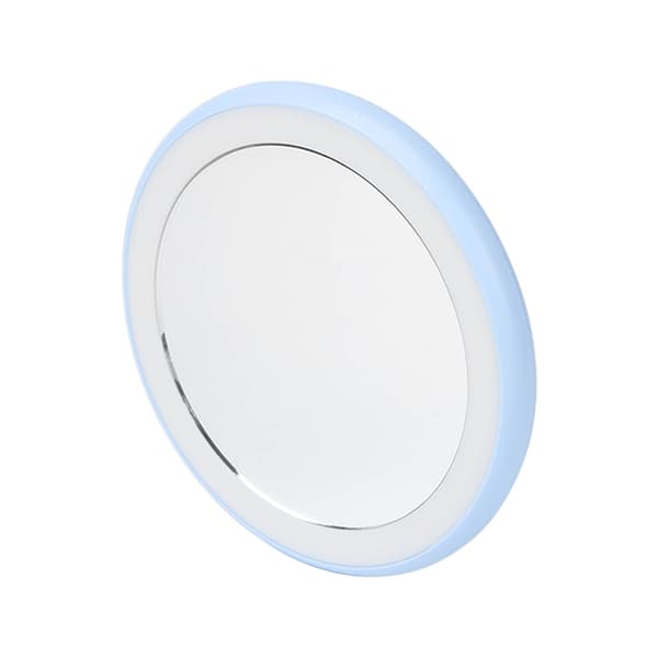 12 stk. Lys Chips LED Belyst Rejse Makeup Spejl Rund Form Batteri Version Kompakt Makeup Spejl Himmelblå