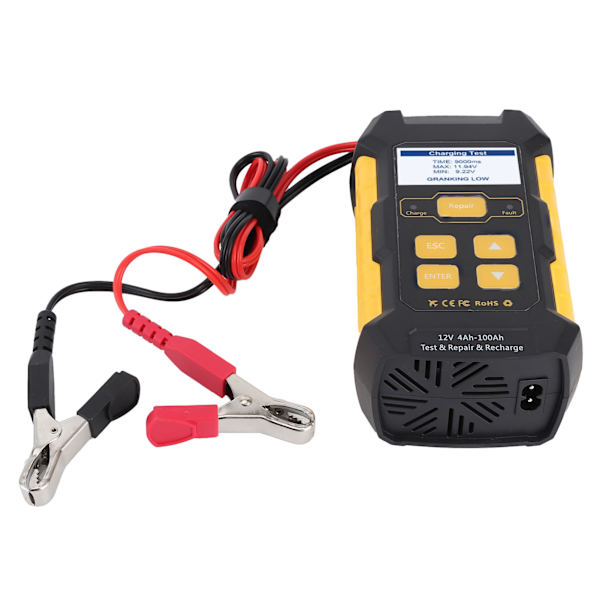 Bilbatteritester, oplader, vedligeholdelsesapparat, bilbelastningsanalysator, start- og ladesystemtestværktøj, UK-stik 110-250V