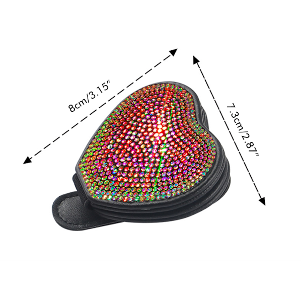 Solglasögonhållare för bilens solskydd Hjärtformade Bling Rhinestones Magnet Bilglasögonhållare Clip Hängare Glasögonfäste Biljettkortklämma