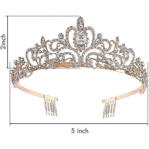 Rhinestone-utsmyckad kristallkronkam för bröllop, bröllop, bal, festspel och prinsessfester
