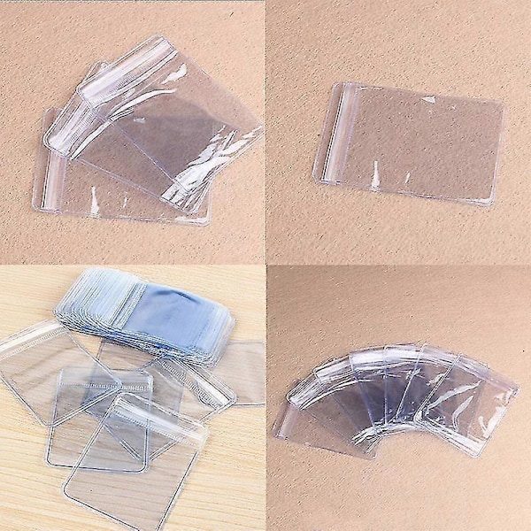 100 stk. Klar PVC Plastik Møntpose Etui Tegnebøger Opbevaringskuverter Zekai 6x8cm