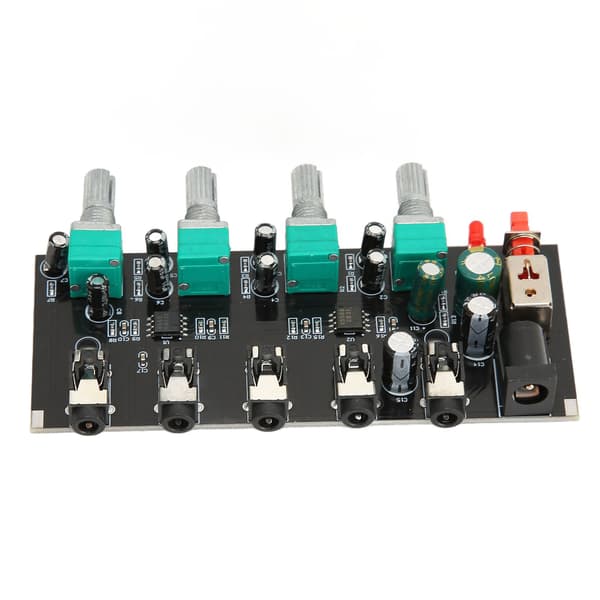 4-vägs stereomixerbräda 4 in 1 ut justerbar volym DIY ljudkälla efterklangs drivrutin hörlursförstärkare mixer