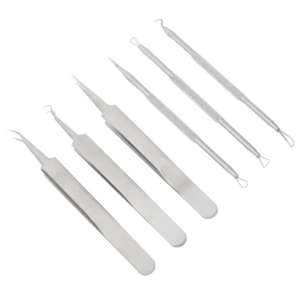 6 st Blackhead Remover Tool Rostfritt Stål Pormask Comedones Extractor för Blemish Whitehead Popping