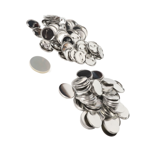 100 Set Pin Back Button Delar Blank Jämning Metall Hållbar Clip Button Making Supplies för Badge Craft DIY 50MM
