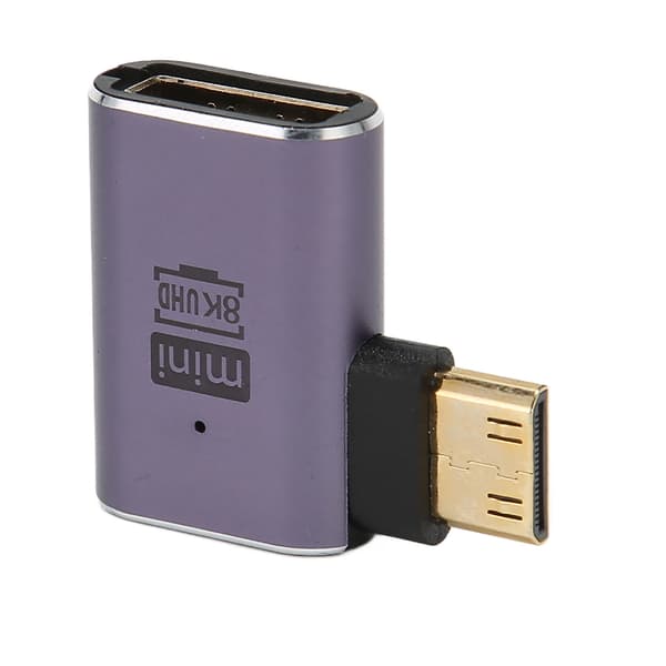 Mini HD til HD-adapter retvinklet 8K 60Hz 48Gbps LED-indikator Mini HD til HD-konverter til bærbar computer kamera tablet