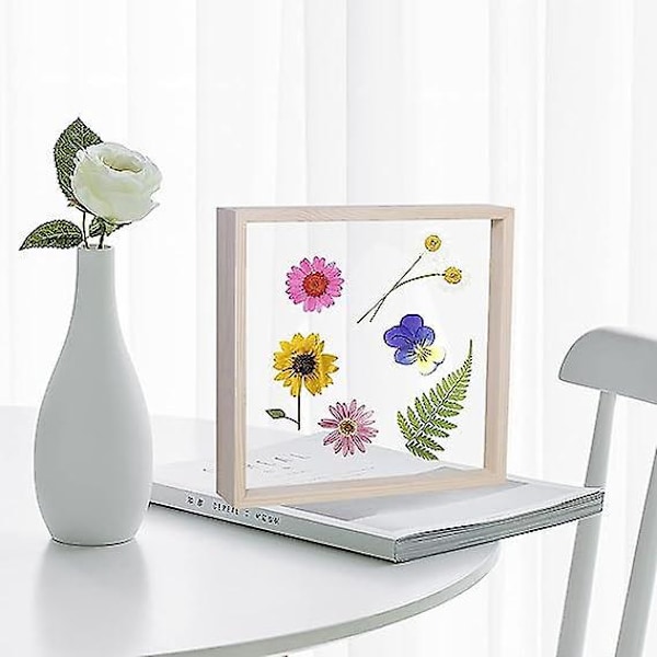Dobbeltsidig akryl ramme for trykte blomster til trebilde-rammer