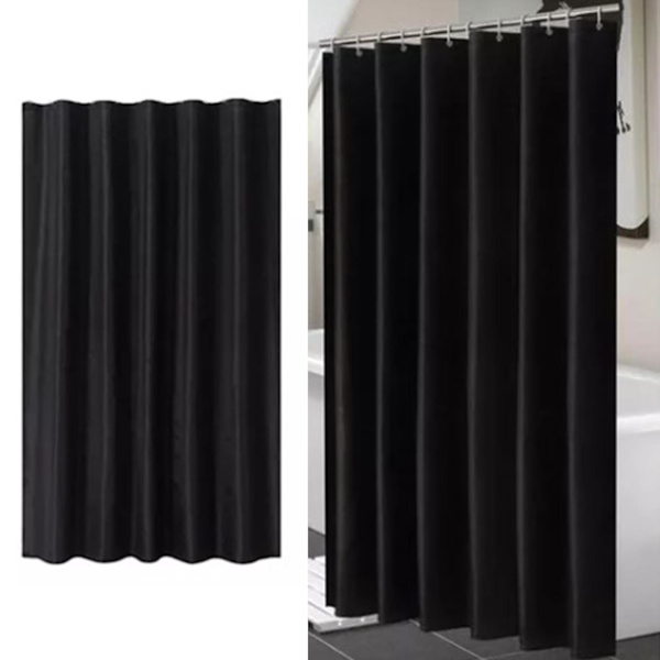 Ren svart duschdraperi förtjockad vattentät polyestertyg duschdraperi för badrum 200x200cm