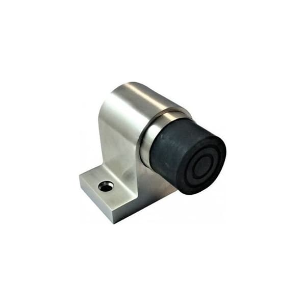 Kraftig dørstopper i 304 rustfritt stål – Integrert fjær – Satengpolert finish – Støtter opptil 120 kg – 2-hulls montering