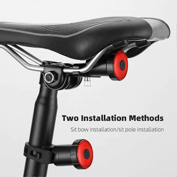 Cykel Baklampa Uppladdningsbar Cykel Baklykta Smart Cykel Bakljus Sadelmontering Bromsavkänning Cykel Bak LED Landsvägscykel Tillbehör