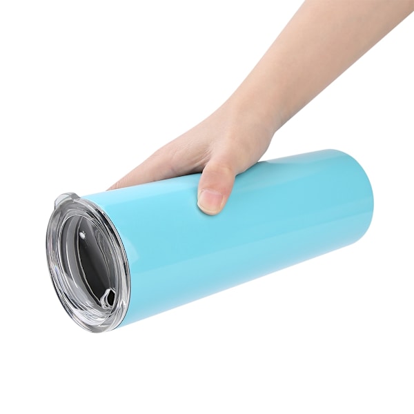 20oz Reisekrus i rustfritt stål med lokk for kaffe, te, drikkevarer, varme eller kalde drikker, lyseblå