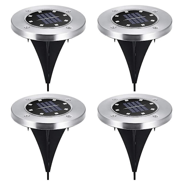 Solcellsdrivna Vattentäta LED-Pucklampor för Trädgård, Patio, Däck, Gångväg, Gräsmatta (8-pack, Varmvit)