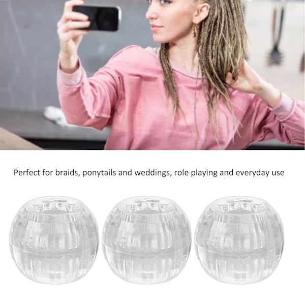 100 st Hårflätningspärlor Plast Stort hålsektion 12mm Dreadlocks Hårflätningspärlor Transparent