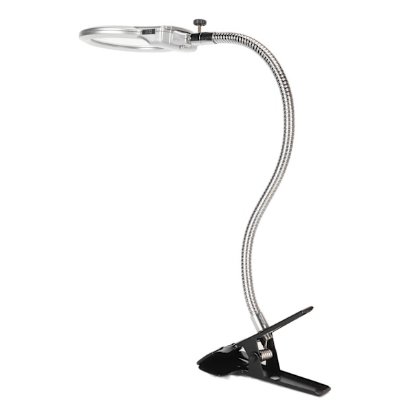 Klemme forstørrelsesglass 2X og 6X dobbel linse fleksibel slange 2 LED-er Clip On Lupe med lys