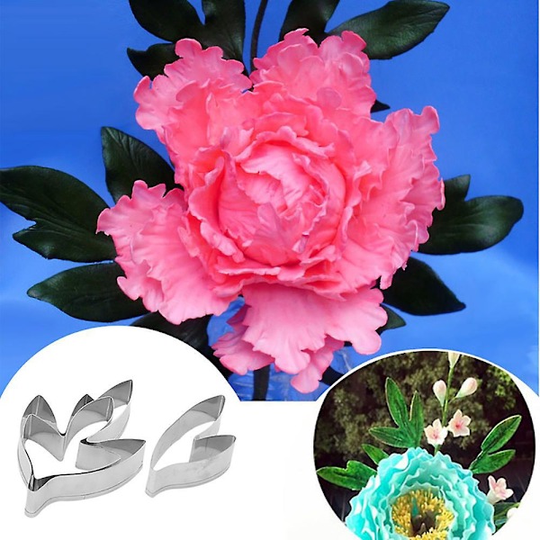 KITCHENWARE Petal & Leaf Rustfritt Stål Kuttersett Blomsterlaging Verktøy for Dekorasjon av Kaker (Peonblad Kuttere)