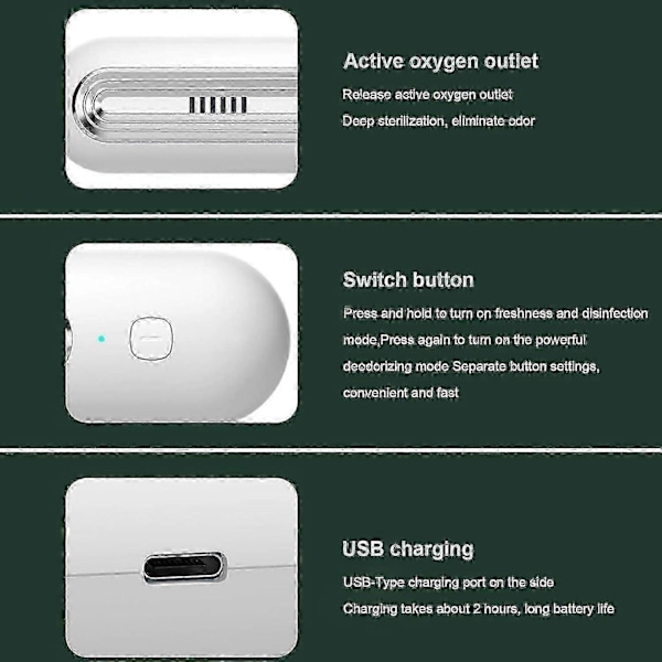 Kjøleskapsluktfjerner, Kjøleskapsfriskere, Mini Kjøleskapstilbehør OOzone Generatorer, Kjøleskapsluftfrisker, USB 4 i 1 Kjøleskapsluktfjerner, Kjøleskapslukt