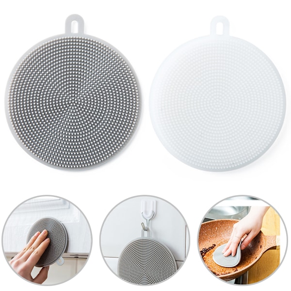 2PCS Silicone Sponge Reusable Sponges for Dishes Heat Resistant Double Sided Silicon Brush Dish Scrubber for Kitchen Bathroom