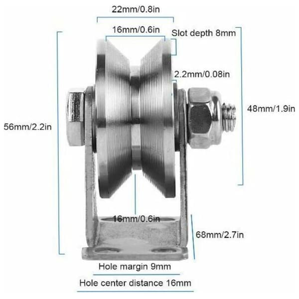 Choyclit – 48 mm løfteskive i rustfrit stål – 180 kg bæreevne – Dobbeltlejer – Til remskivesystemer og ståltove